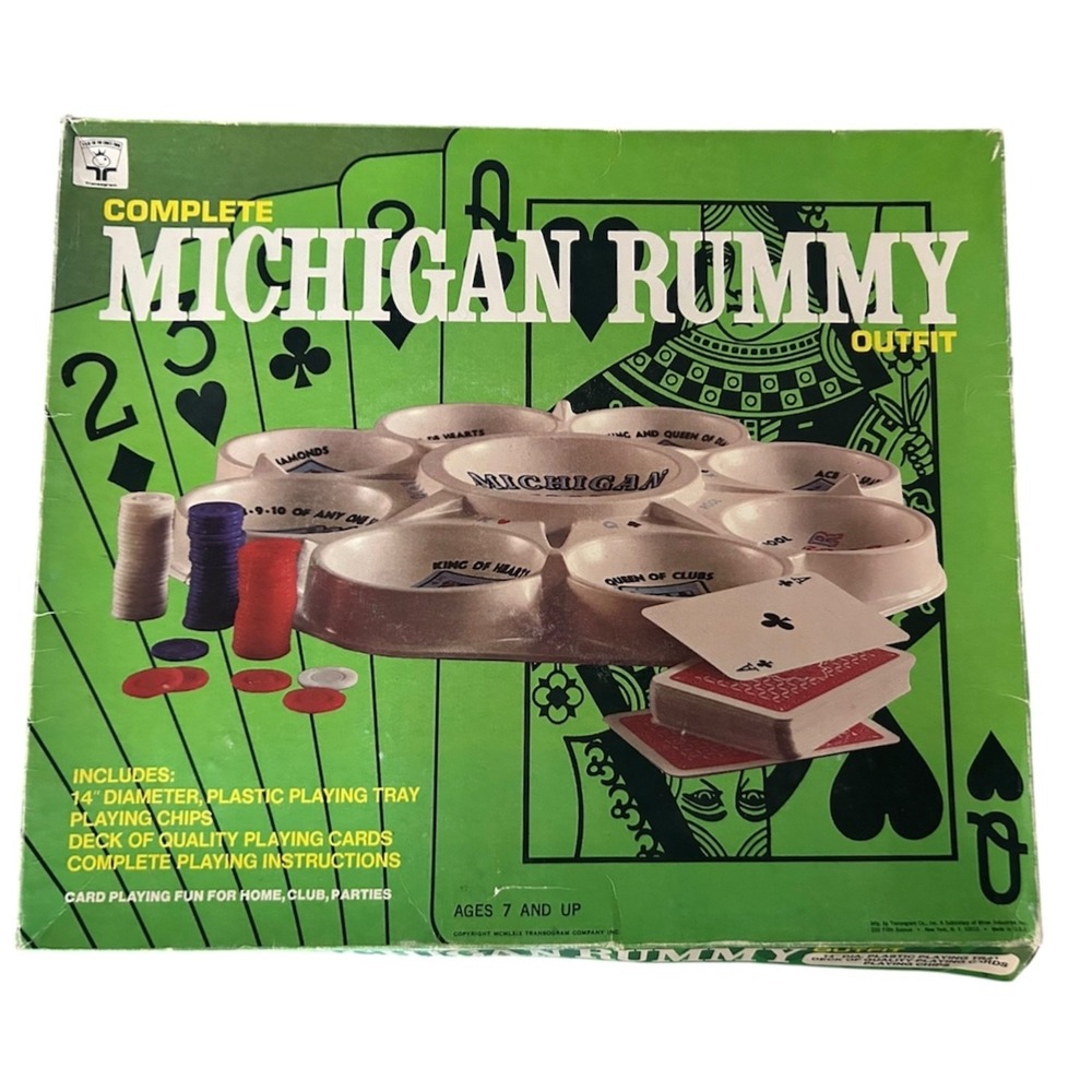 Vintage Transogram Complete Michigan Rummy Outfit No 5002 Game w/ Tray Chips